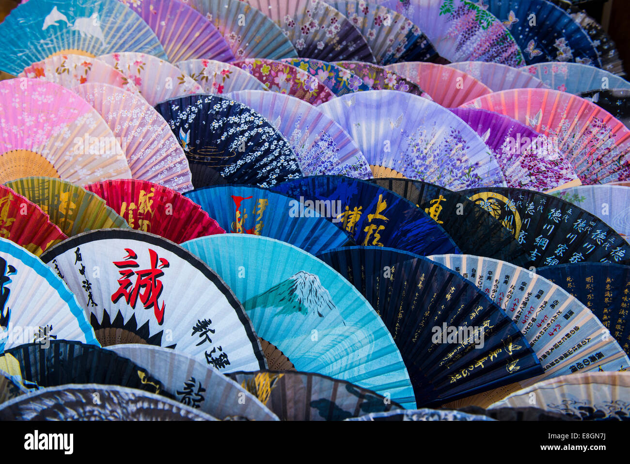 Colourful hand fans for sale, Kyoto, Japan Stock Photo