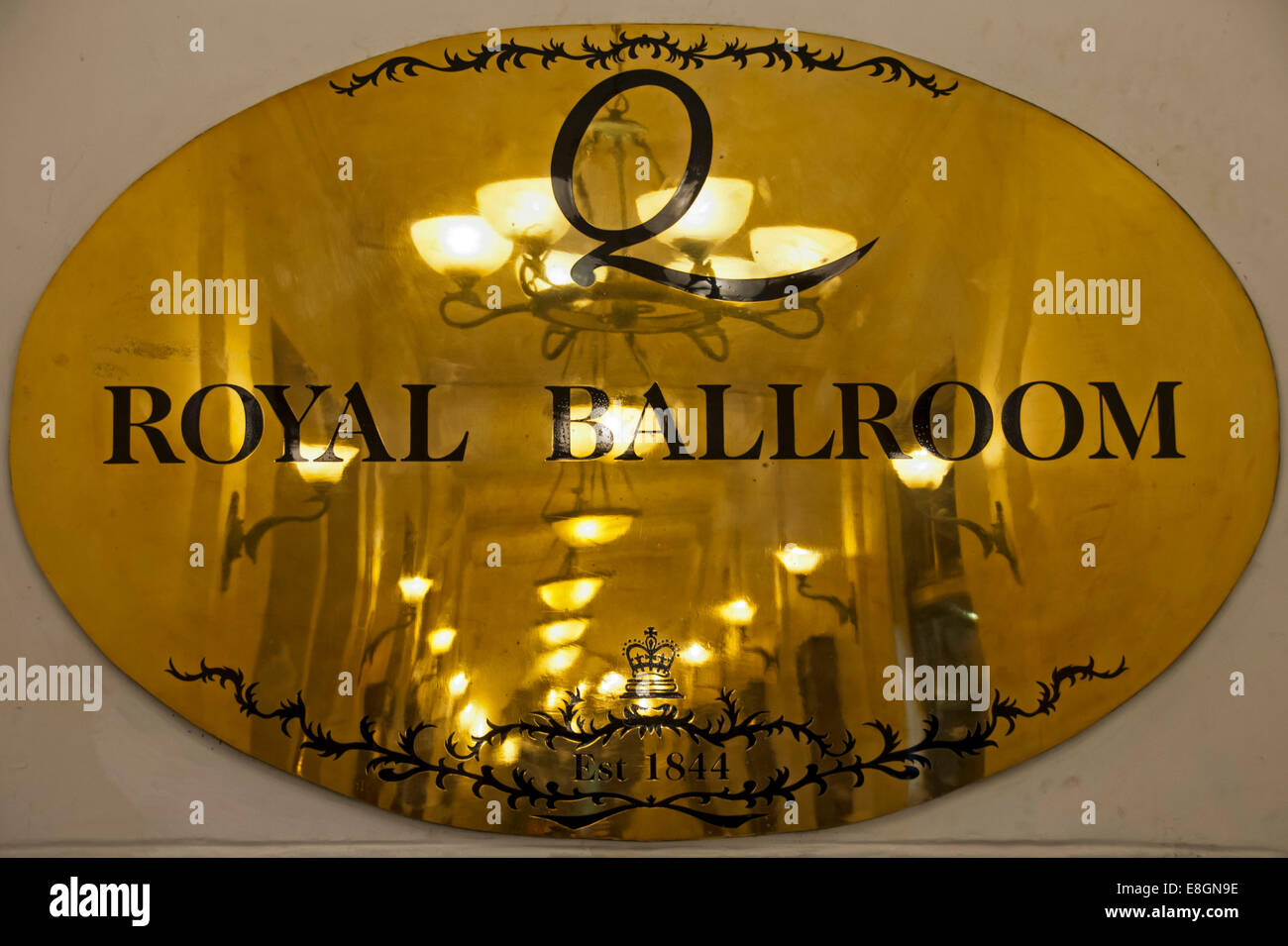 Sign 'Royal Ballroom', Queen's Hotel, Kandy, Sri Lanka Stock Photo