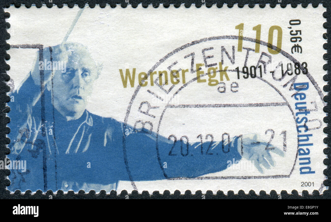 GERMANY - CIRCA 2001: Postage stamp printed in Germany, shows the composer Werner Egk, circa 2001 Stock Photo