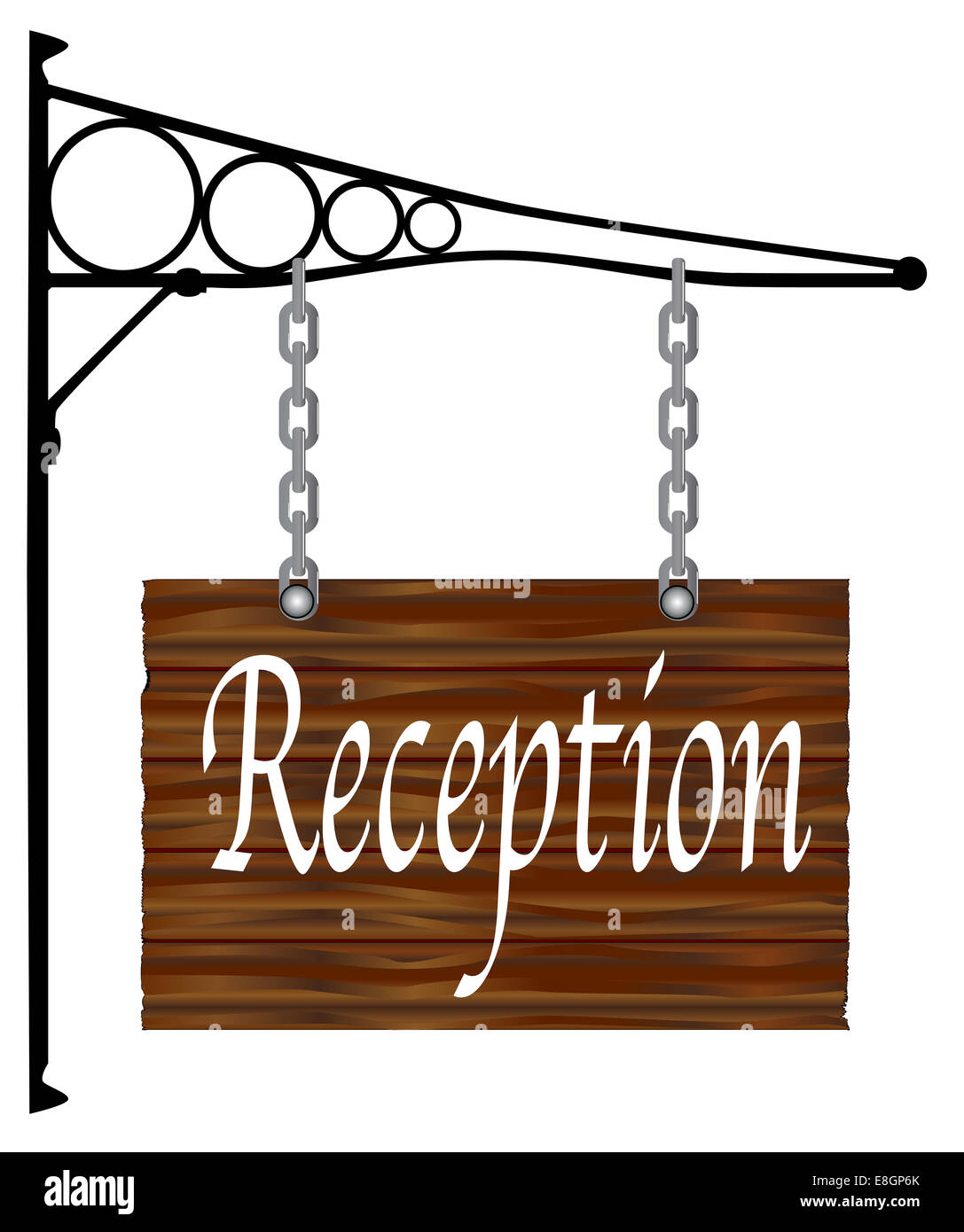 A rectangle wooden sign hanging from a wall bracket with the legend