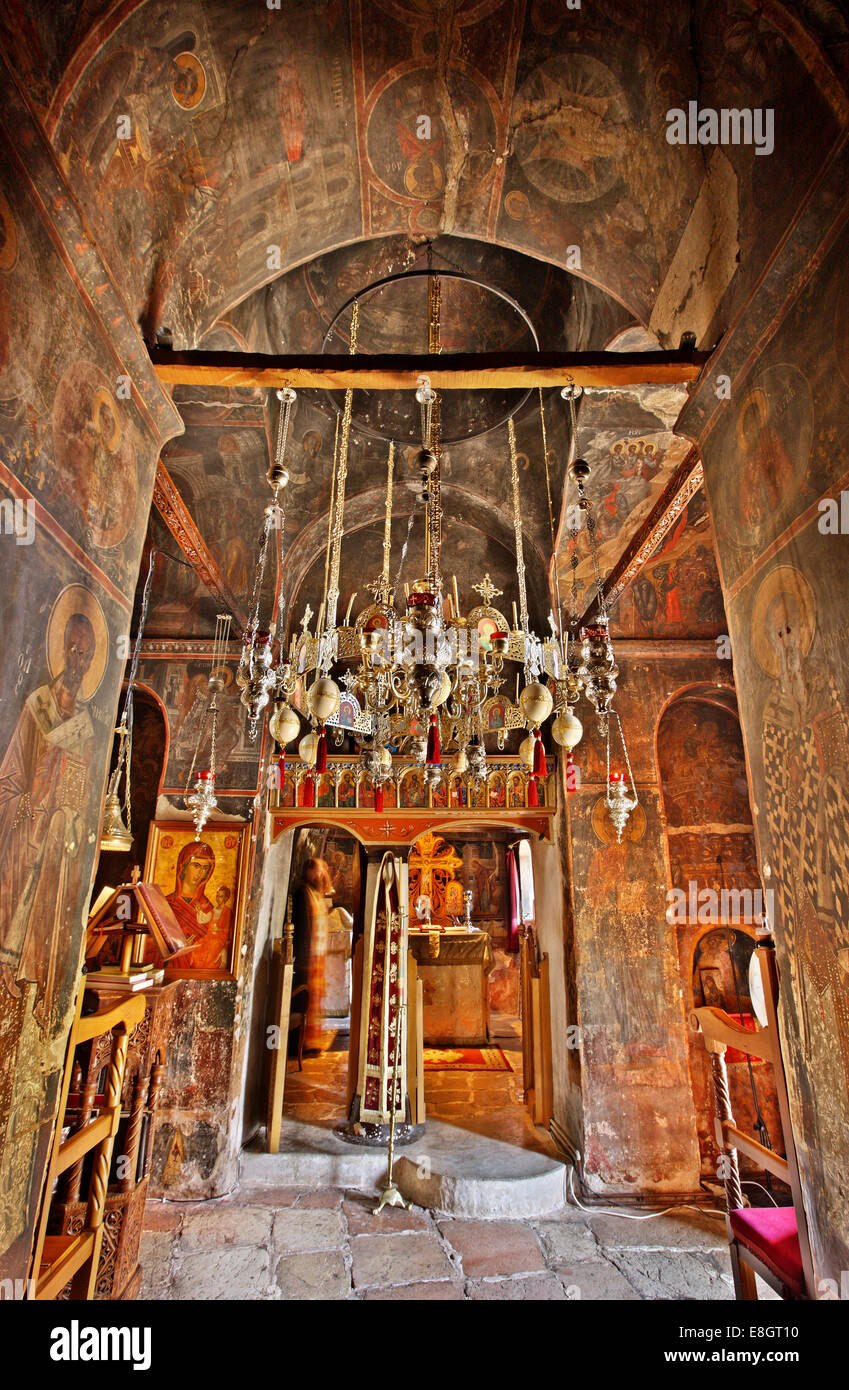 Inside the monastery of Myrtia (Panagia Myrtidiotissa), Municipality of Thermo, Aitoloakarnania, Greece. Stock Photo
