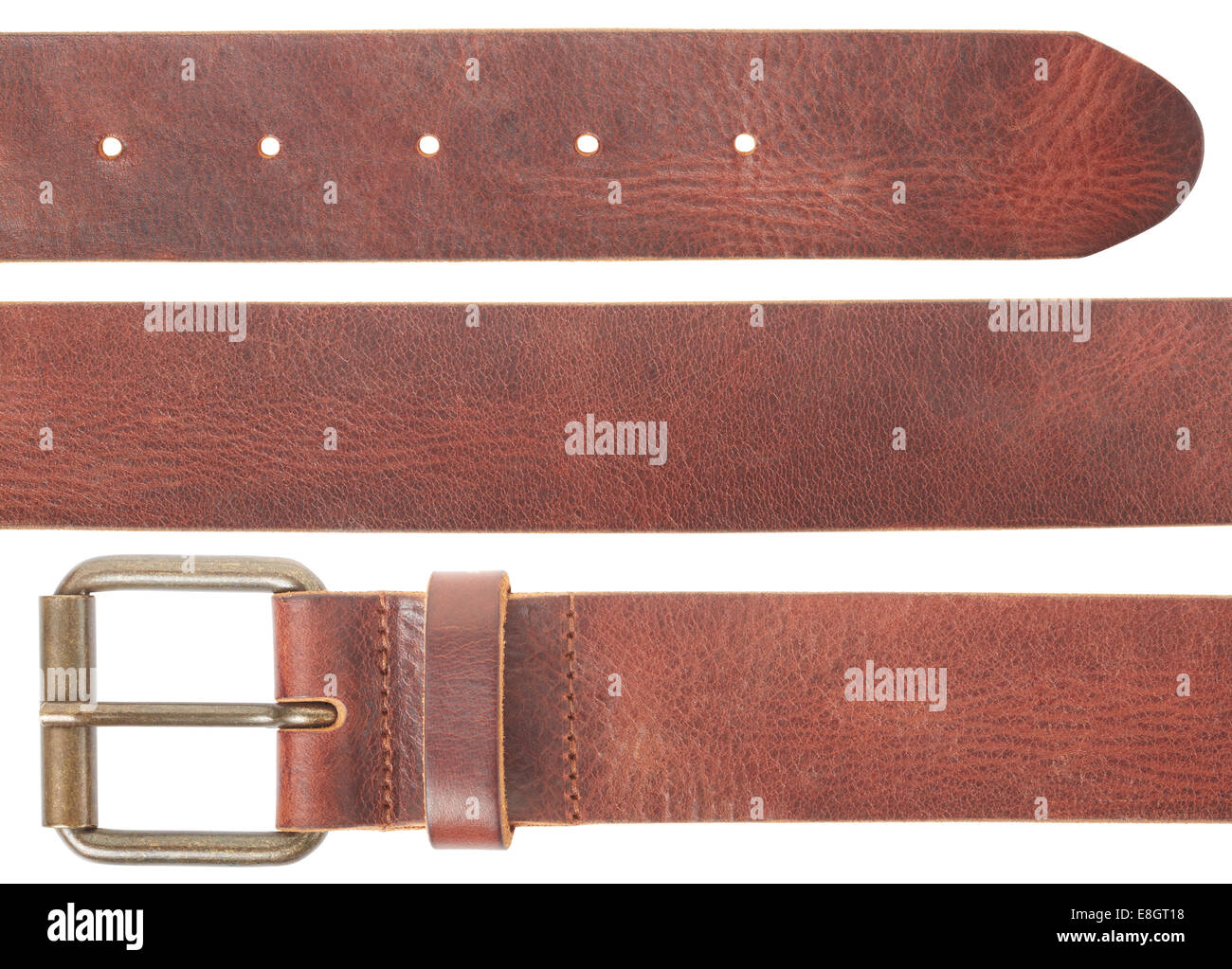 Brown leather belt set Stock Photo