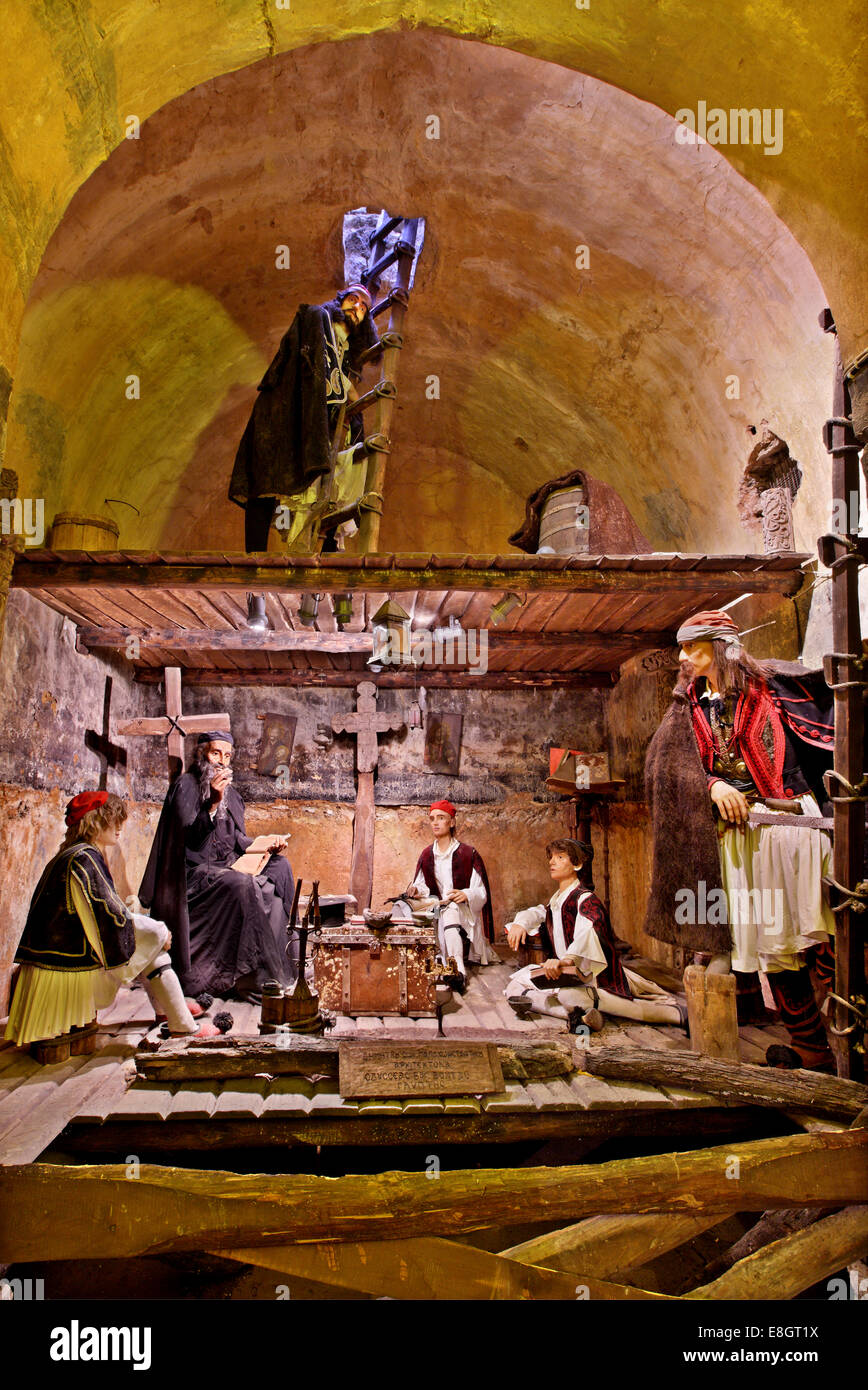 The "Secret School" (or "Hidden School"), wax sculpture in Agia