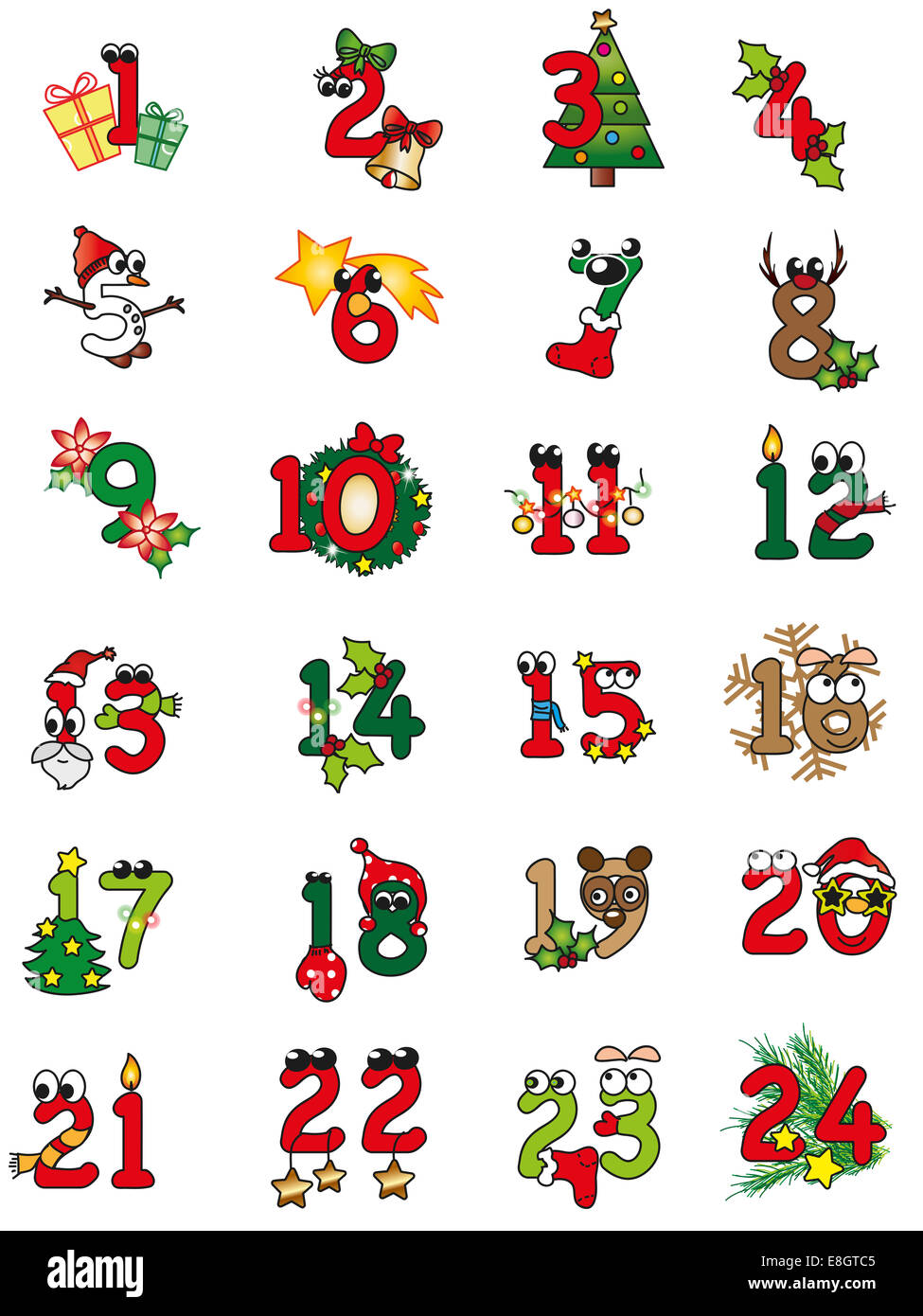 illustration of christmas numbers isolated Stock Photo - Alamy