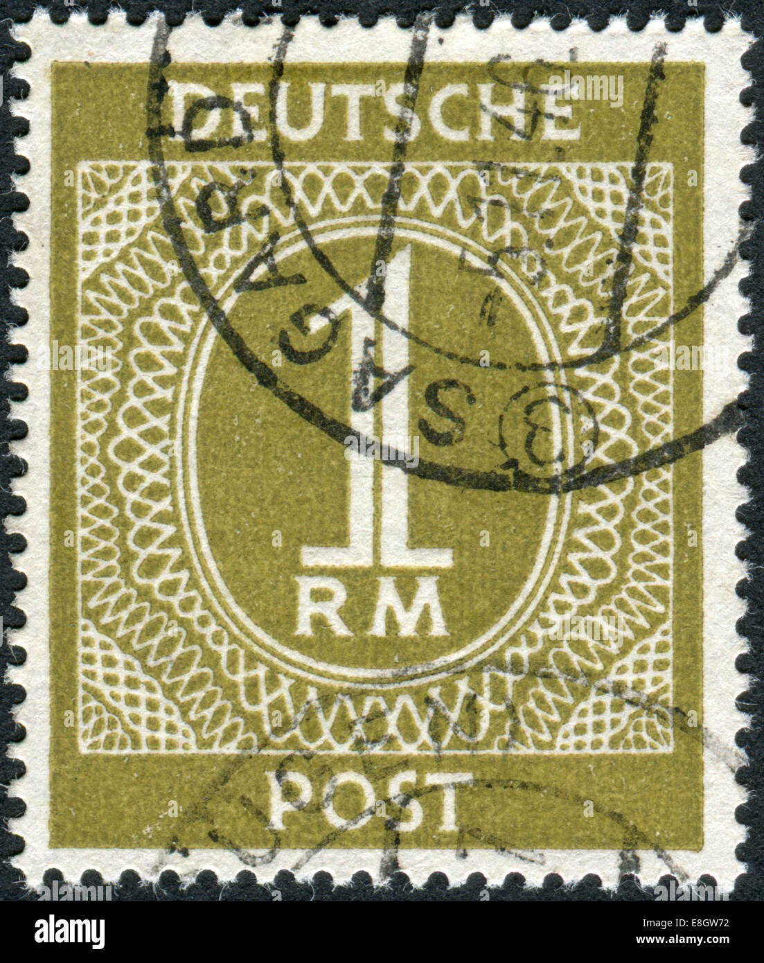 GERMANY CIRCA 1946 Postage stamp printed in Germany, shows the face value stamps, circa 1946