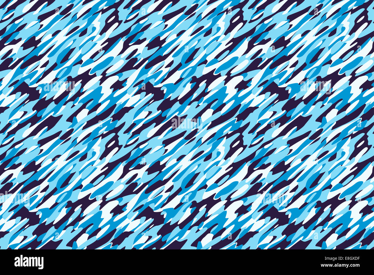 Camouflage Winter Snow White Blue Background - Military camouflage textile pattern. All sides fit perfectly seamless together. Stock Photo