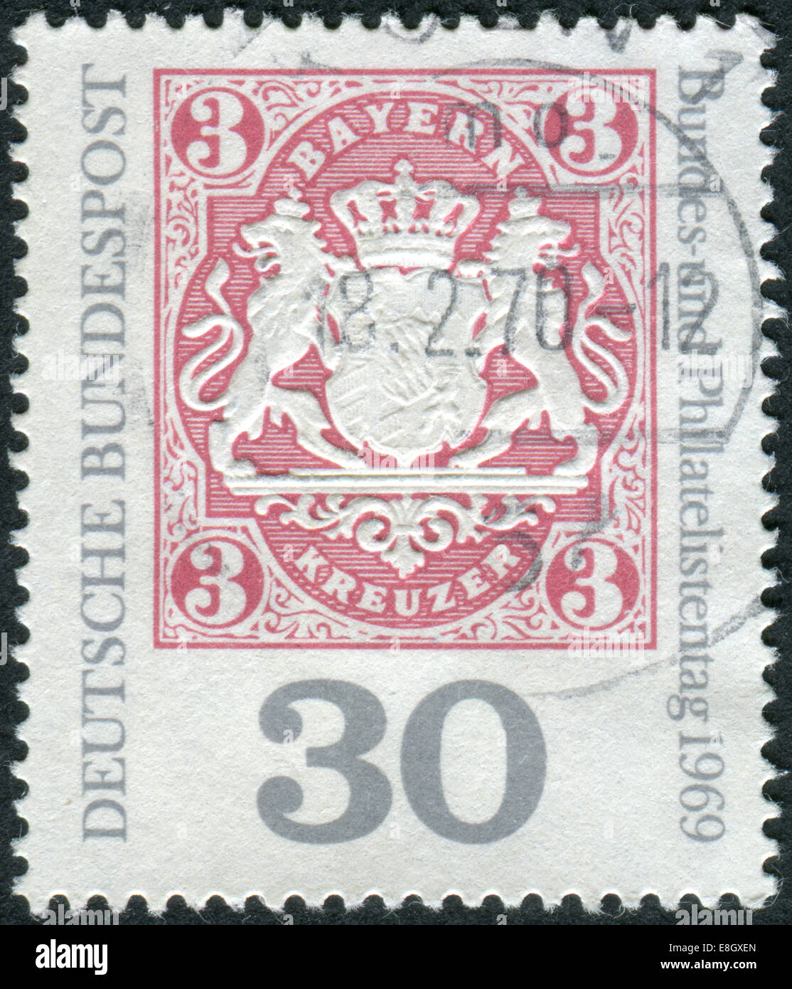 Stamp printed in Germany, philatelic exhibition "120 Years of Bavarian