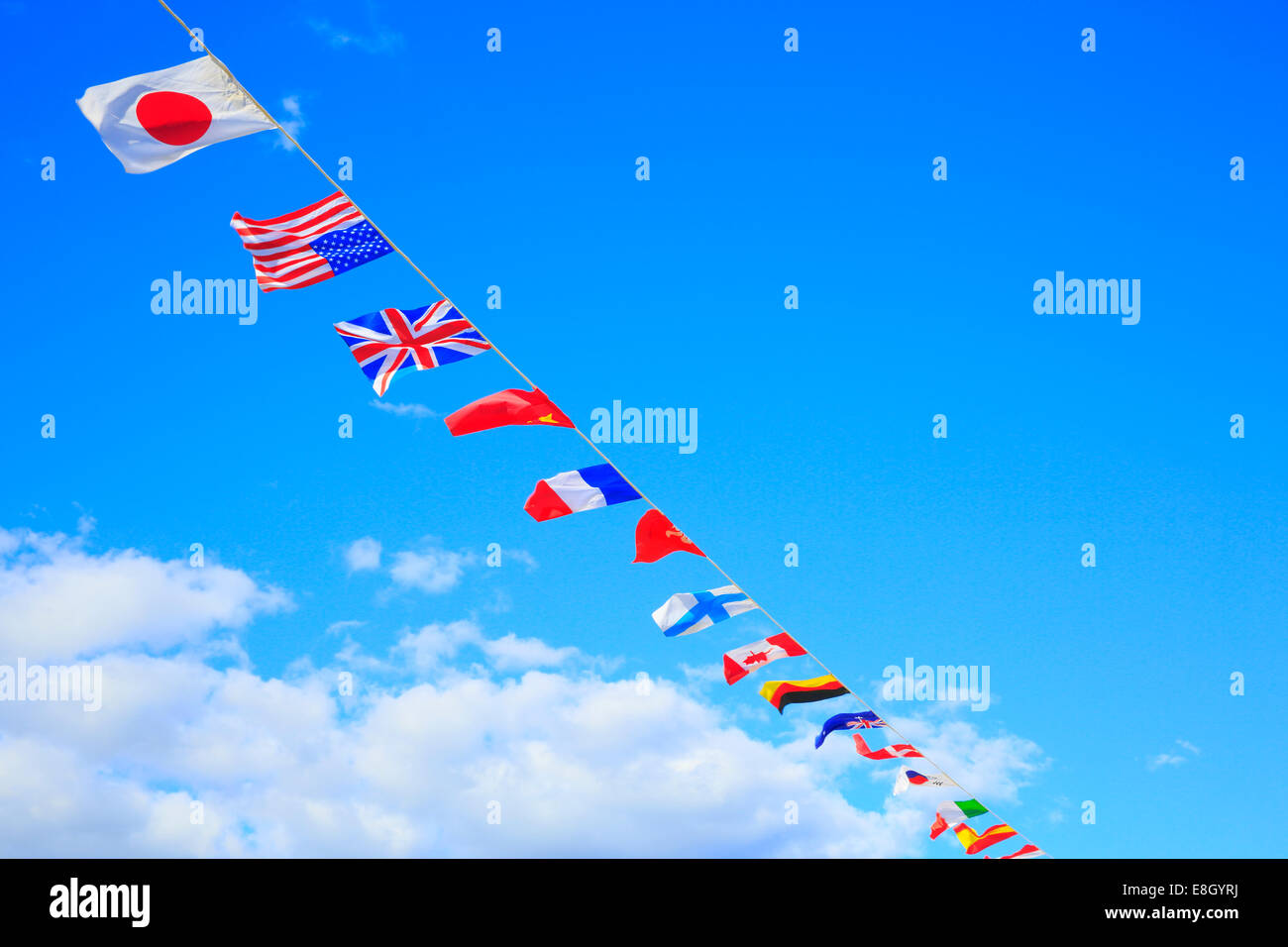 National Flags And Blue Sky Stock Photo - Alamy