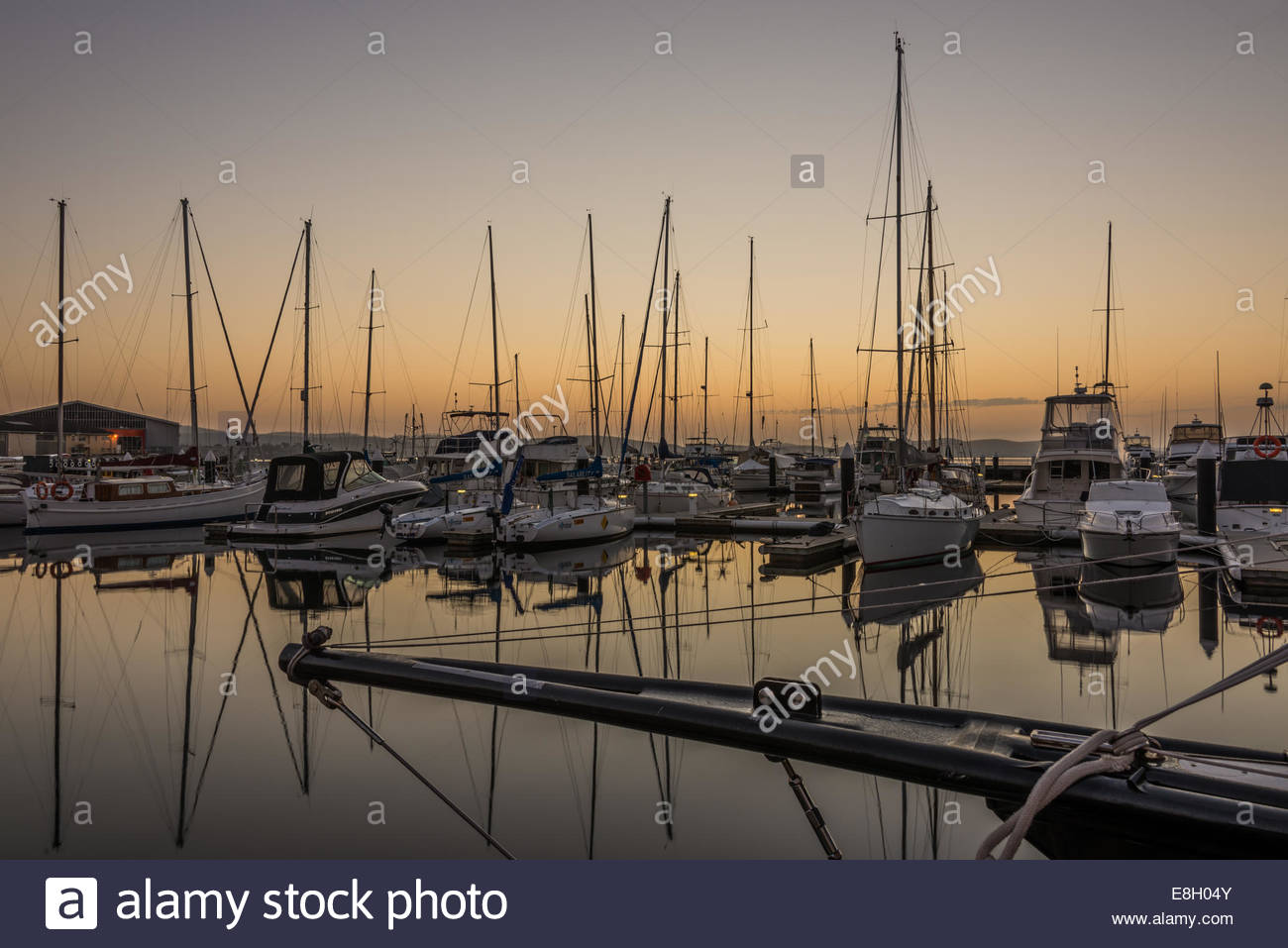 Quayside Scene Showing Boats And Yachts In Hobart Harbour Marina