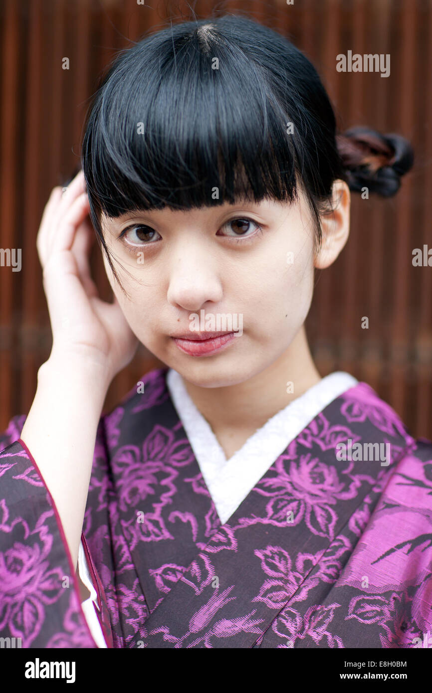 Young Japanese Girl In A Kimono Stock Photo