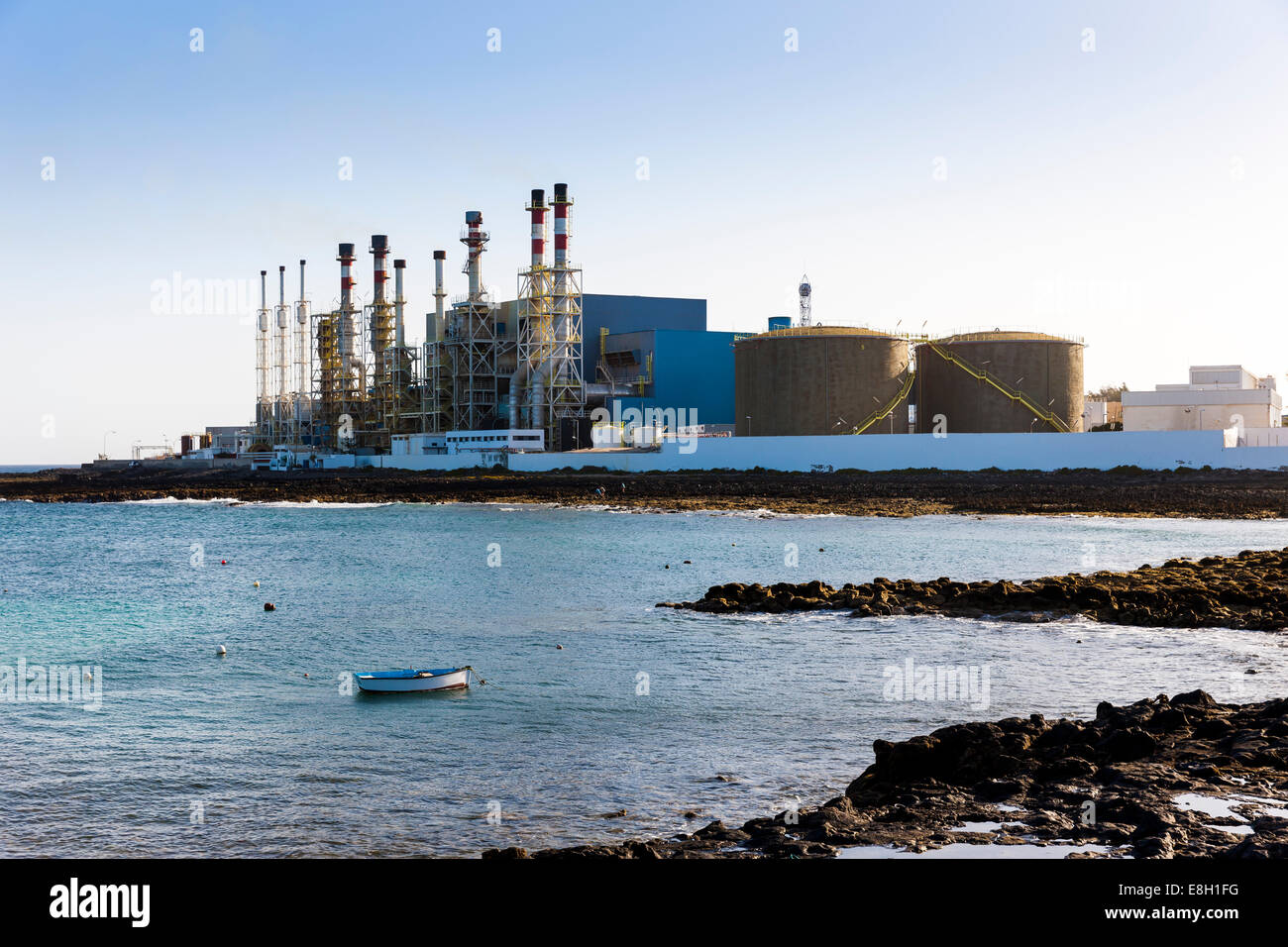 Spain, Canary Islands, Lanzarote, Arrecife, Industrial plant of Disa company Stock Photo