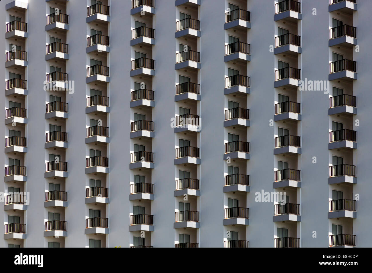 Hotel balconies in a high rise building, Menorca, Spain Stock Photo - Alamy