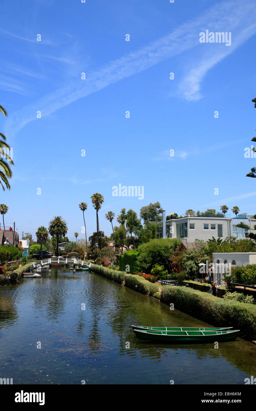 Canal with houses at Venice Beach, Los Angeles, California, USA Stock
