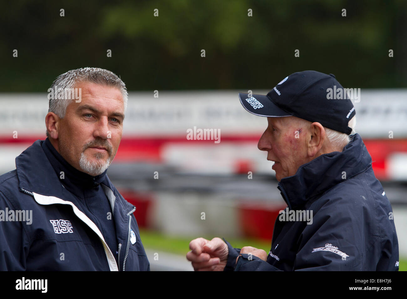 Kent, UK. 8th October, 2014. BBC Television's 'Great British Bake Off' star Paul Hollywood with John Surtees opens this year's Henry Surtees Challenge at Buckmore Park, Kent, United Kingdom. Credit:  theodore liasi/Alamy Live News Stock Photo
