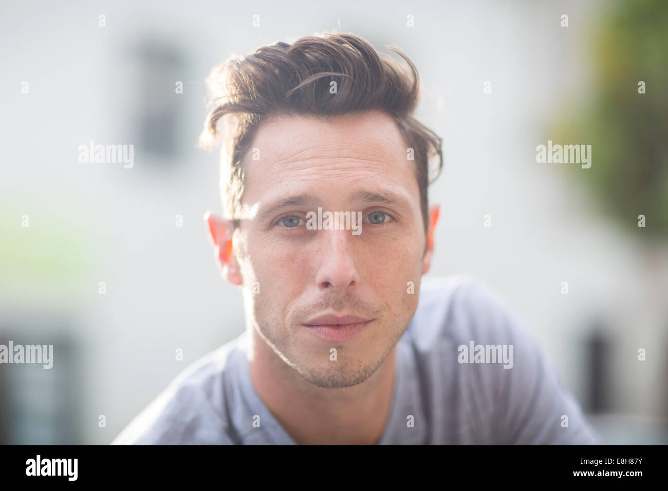 Portrait of young man with quiff Stock Photo