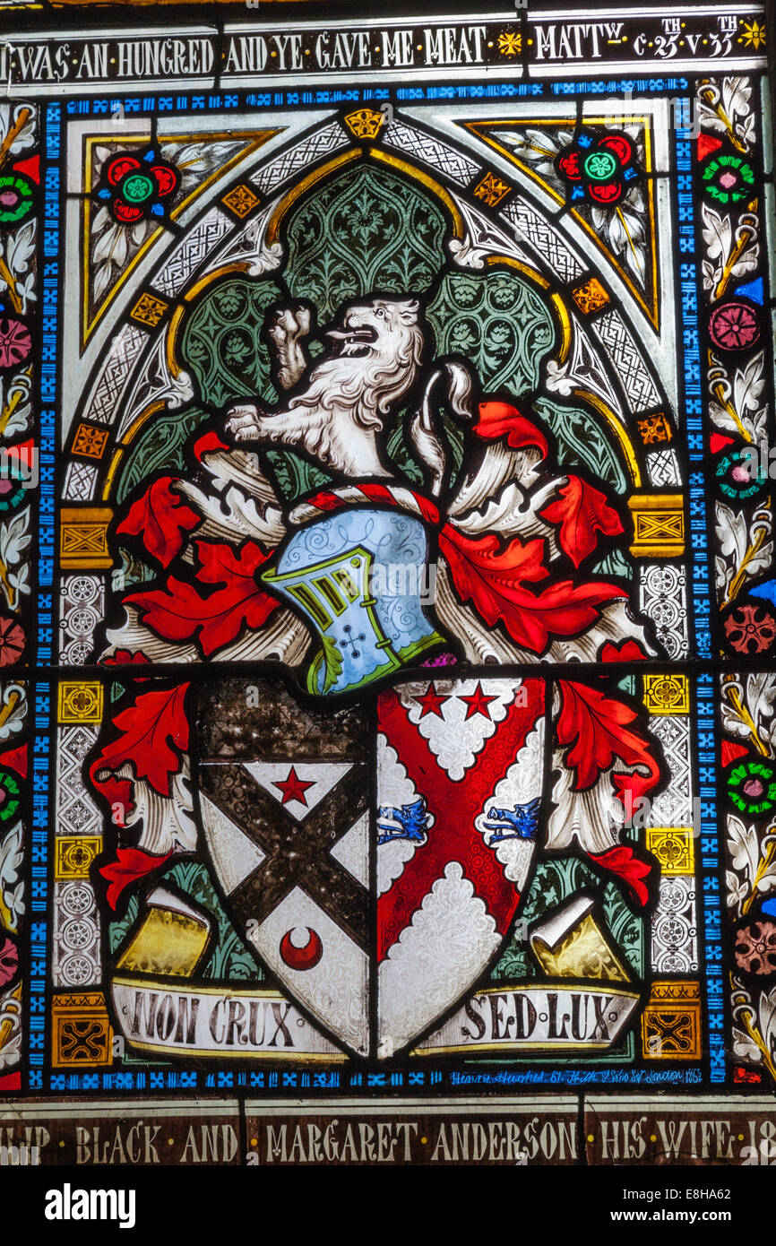 Scotland, Glasgow, Glasgow Cathedral, Stained Glass Window Stock Photo