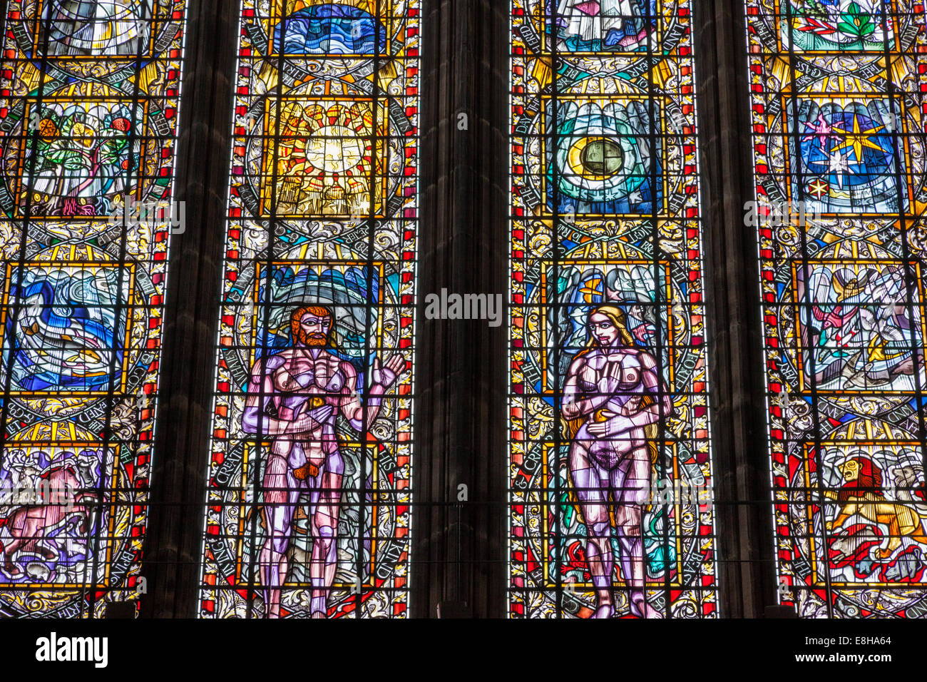 Scotland, Glasgow, Glasgow Cathedral, Stained Glass Window Stock Photo