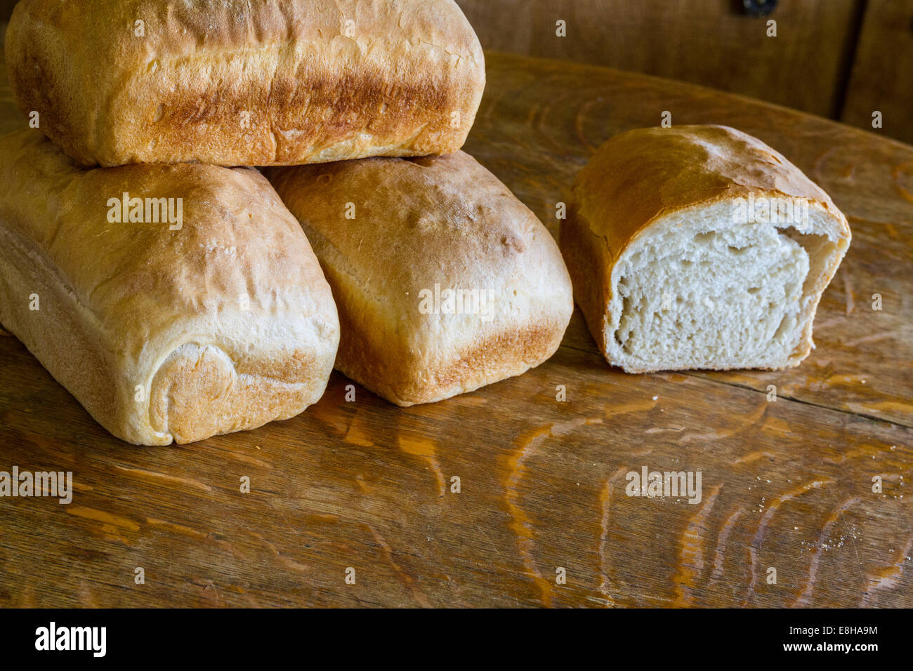 Loaves of freshly baked home made bread Stock Photo