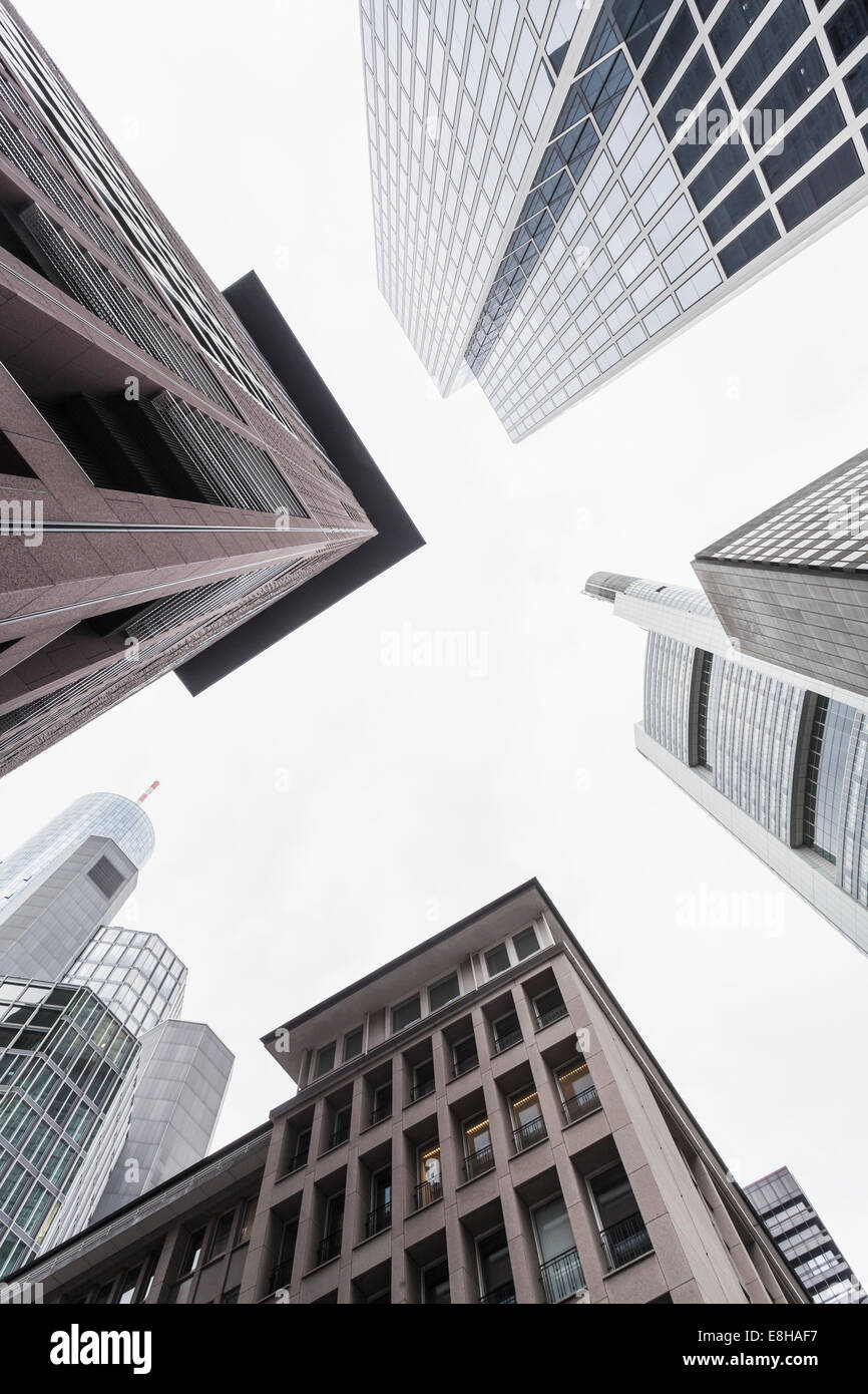 Germany, Hesse, Frankfurt, view to facades of modern office buildings from below Stock Photo