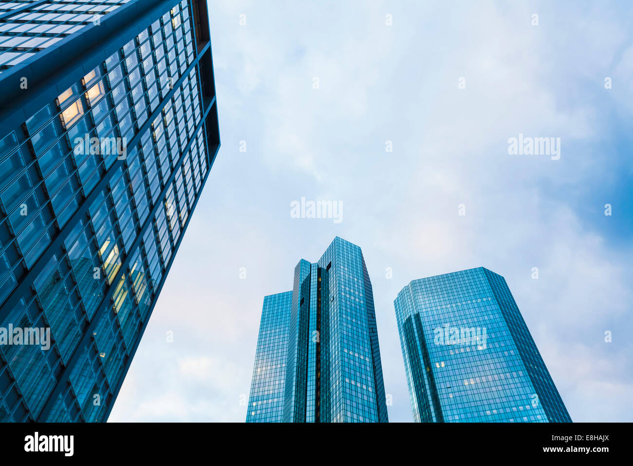 Germany, Hesse, Frankfurt, view to facades of modern office buildings from below Stock Photo