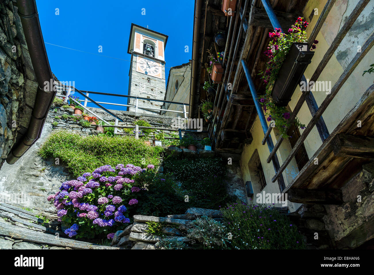 Switzerland, Ticino, church of Corippo Stock Photo
