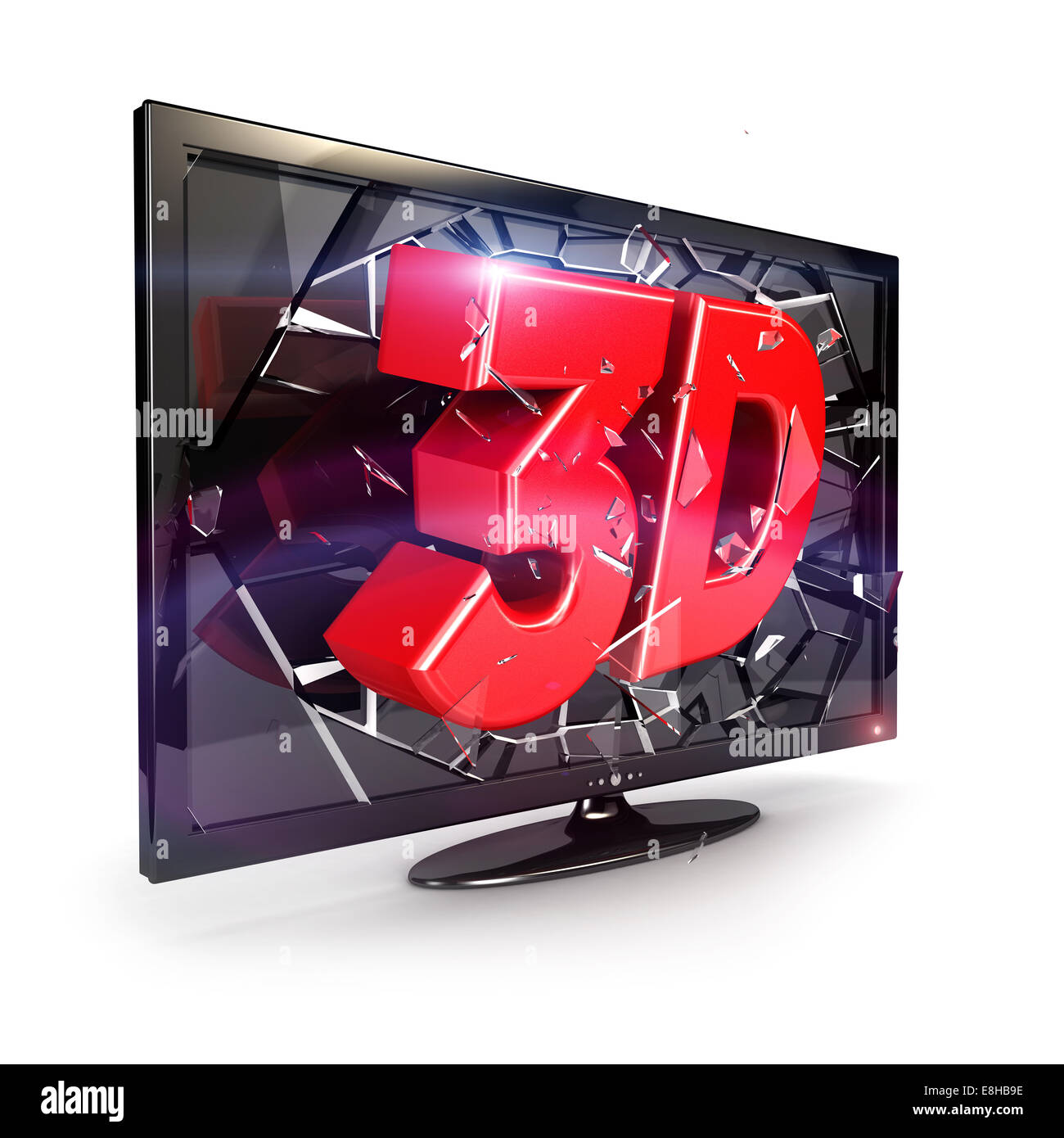3d television, isolated white background, 3d image Stock Photo