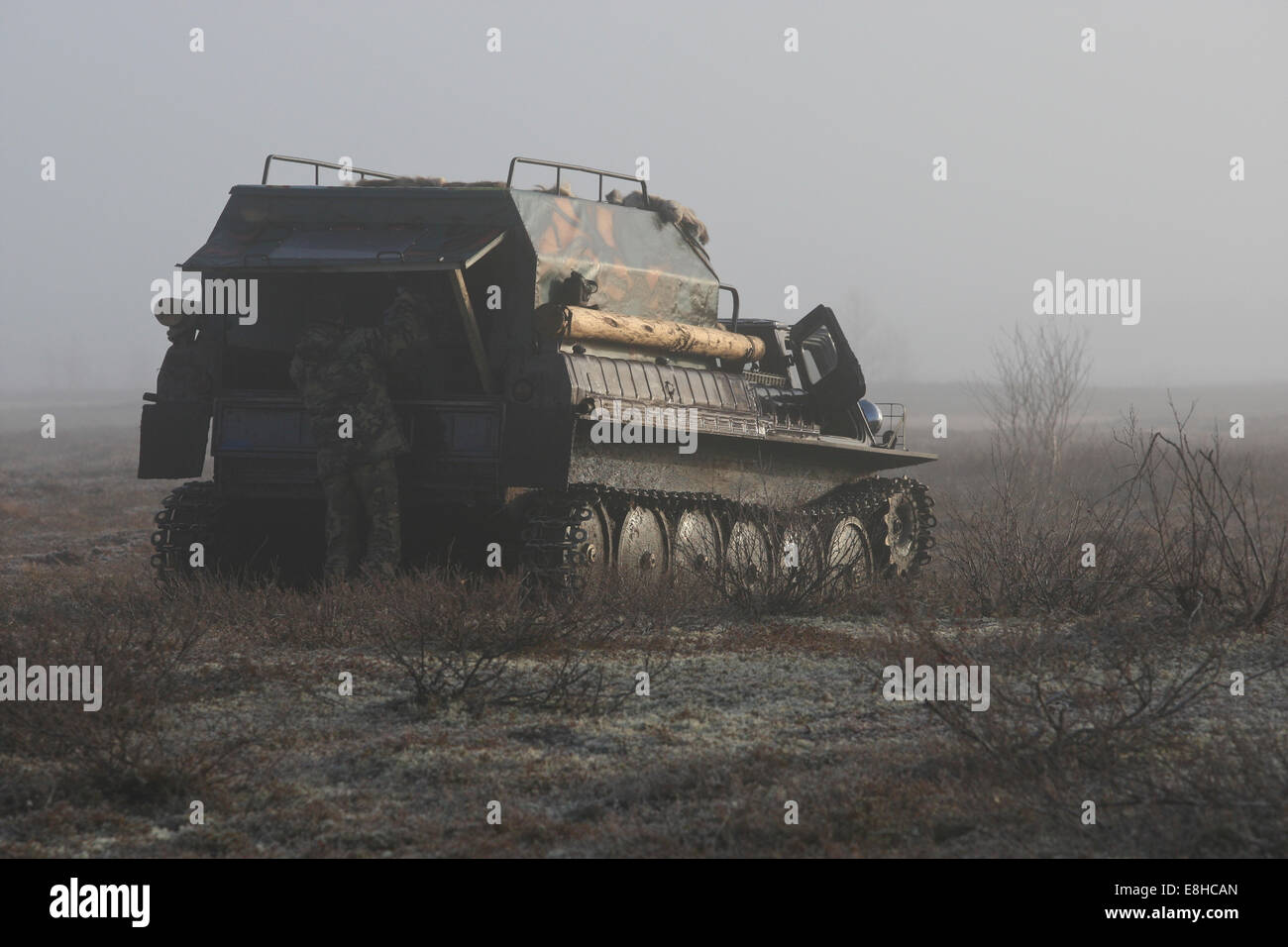 All-terrain vehicle, vezdekhod in Russian, in the tundra near Lovozero on the Kola Peninsula in the province of Murmansk, Russia Stock Photo