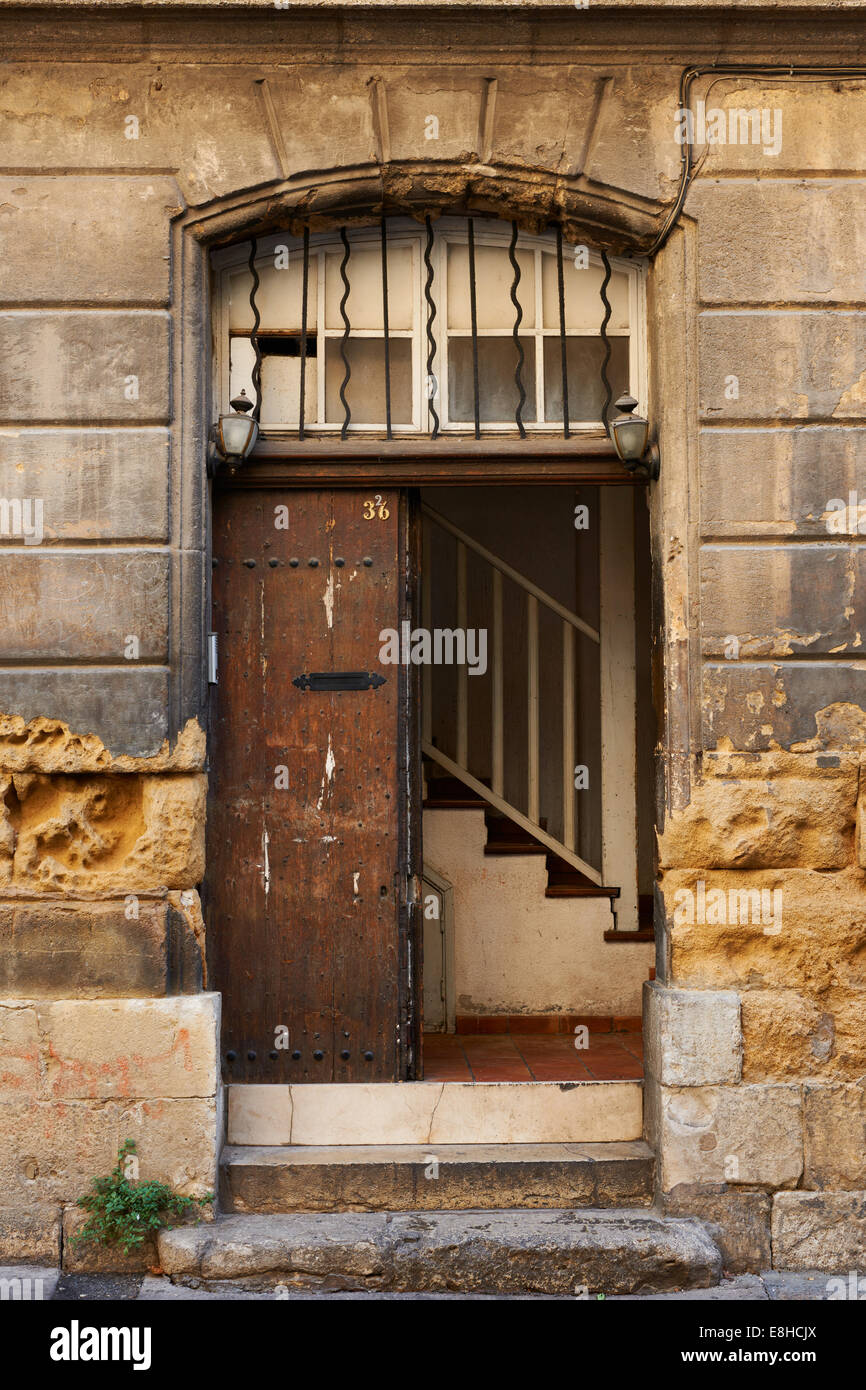 Old door of an ancient building in Aix en Provence town, South France Stock Photo