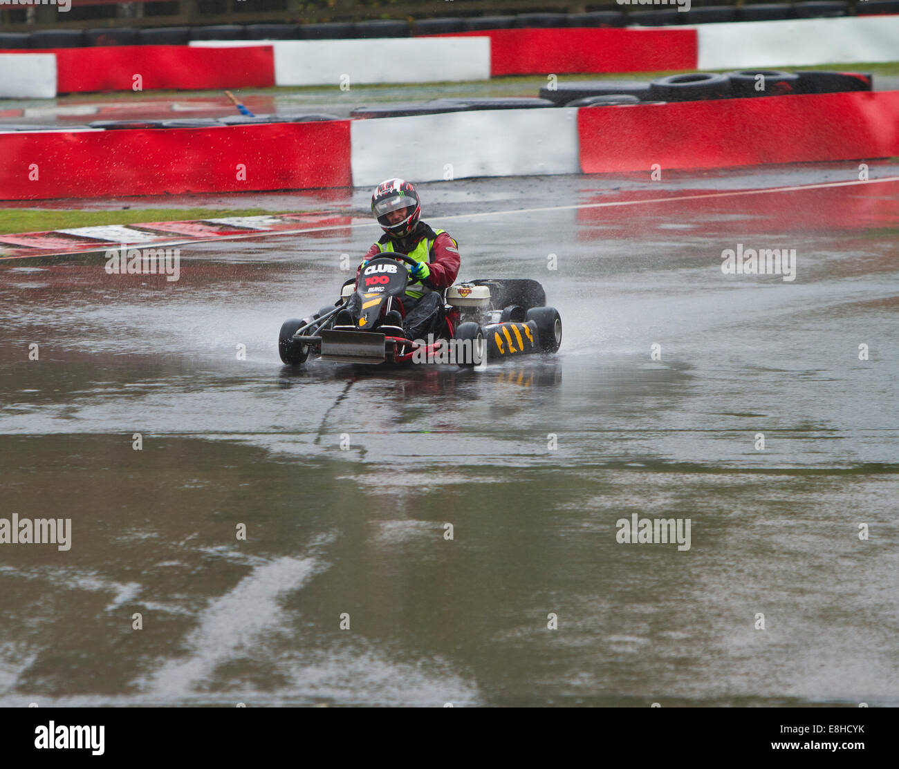 Buckmore Park, Kent, UK. 08th Oct, 2014. Gokarting in the rain at Buckmore Park in kent for the