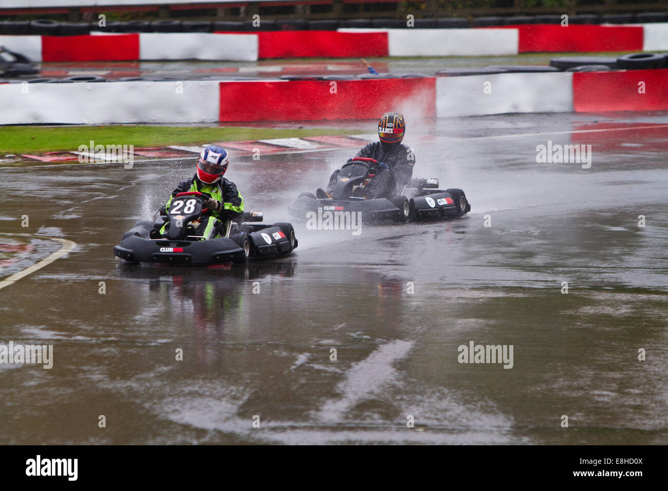 Buckmore Park, Kent, UK. 08th Oct, 2014. Go-karting in the rain at Buckmore Park in kent for the Henry Surtees Foundation Credit:  theodore liasi/Alamy Live News Stock Photo