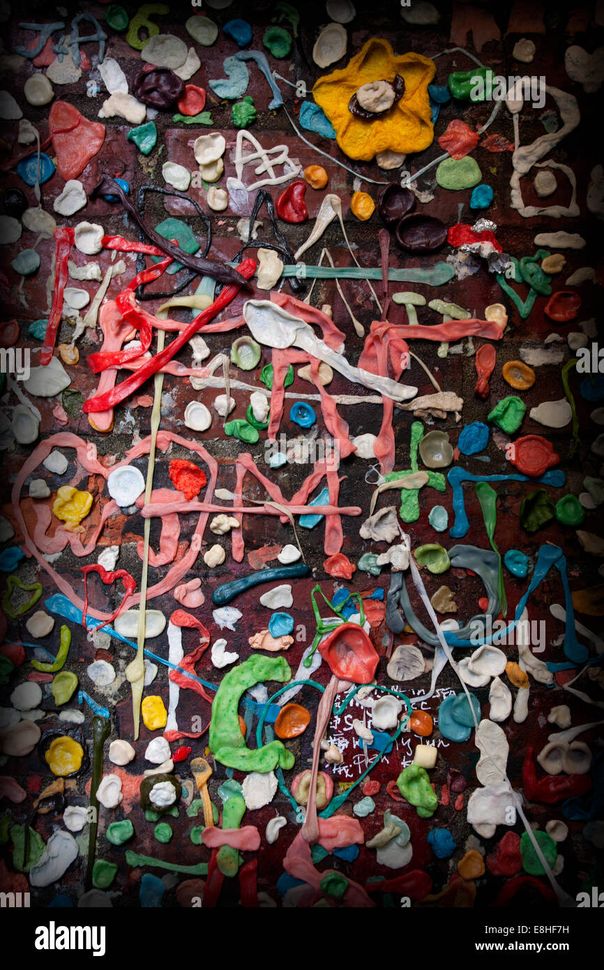 Gum wall at Seattle's Pike Place Market, Washington State Stock Photo