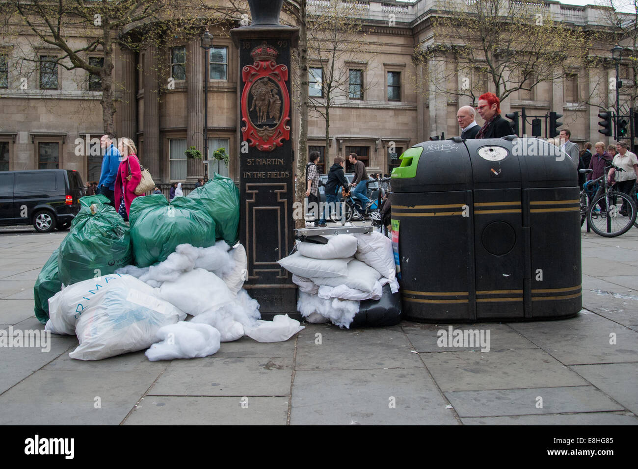 Clean Up After International Pillow Fight Day 2014 In Trafalgar