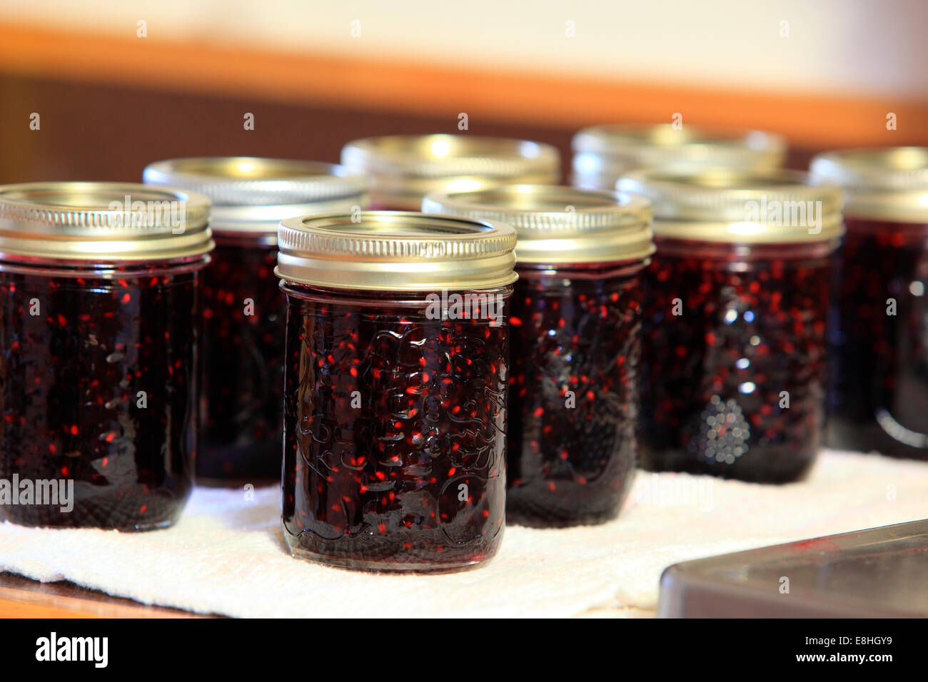Homemade canned blackberry jam Stock Photo