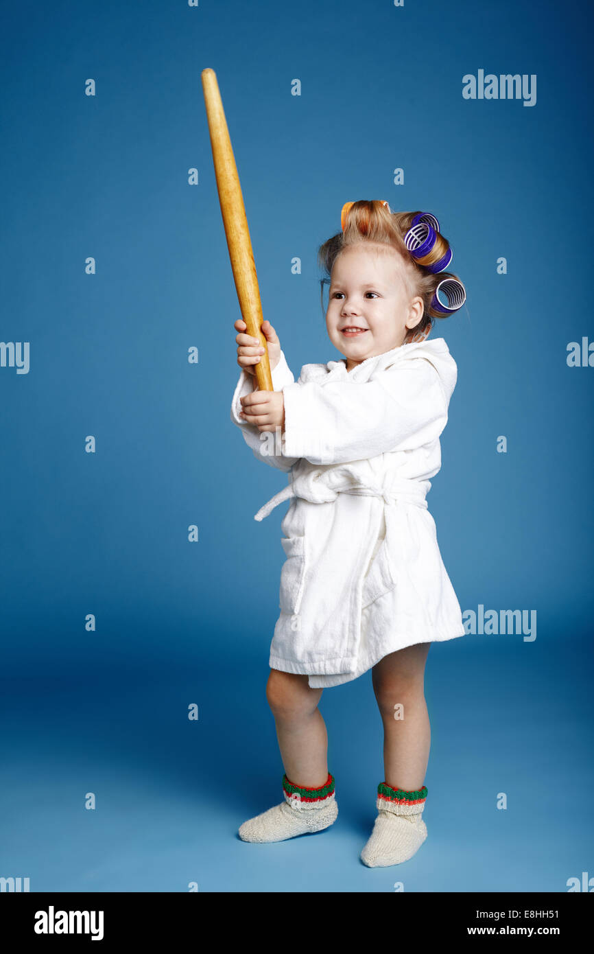 young housewife with rolling pin Stock Photo