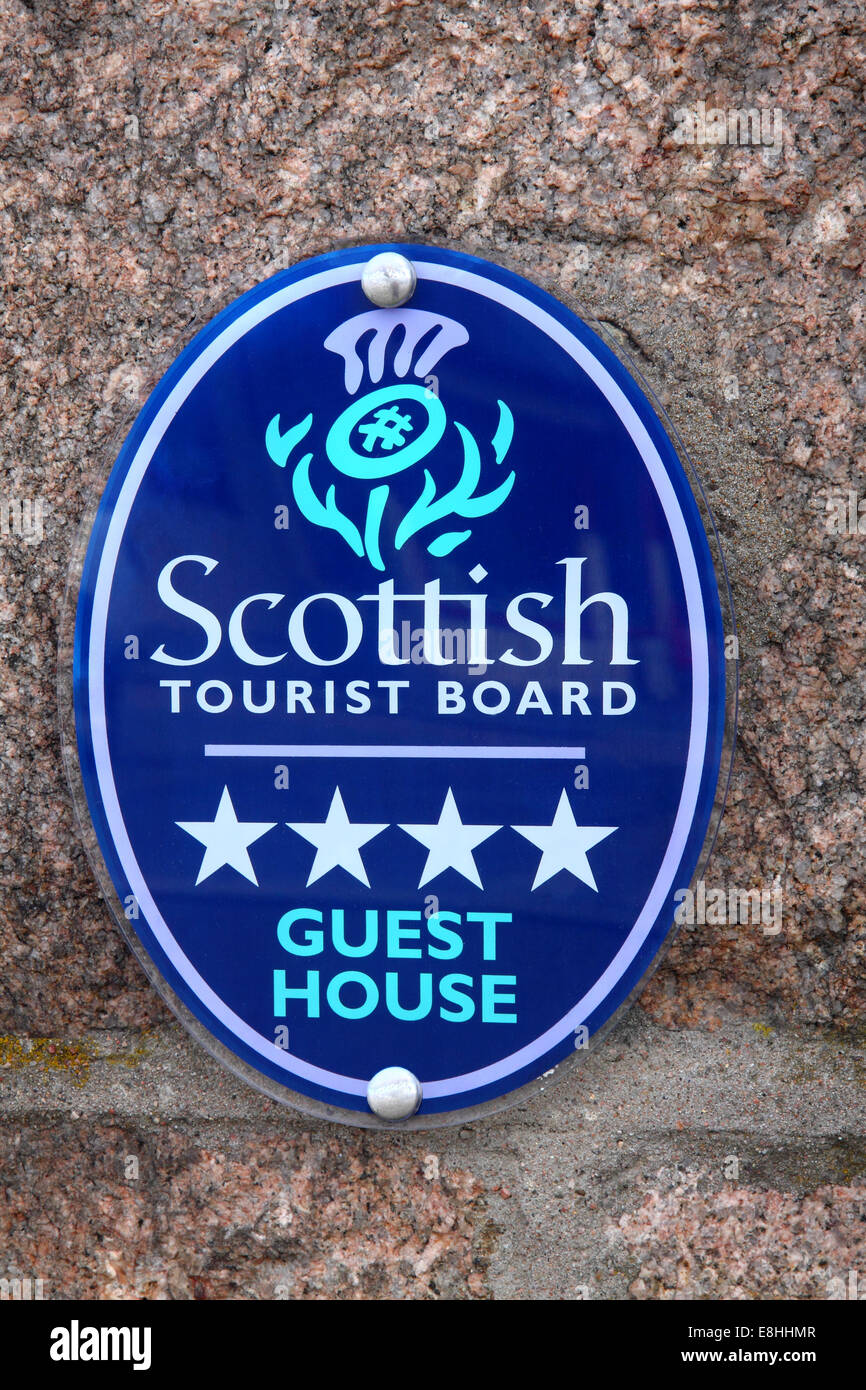 Plaque displaying a Scottish Tourist Board 4 star guest-house rating,  Ballater, Scotland Stock Photo - Alamy