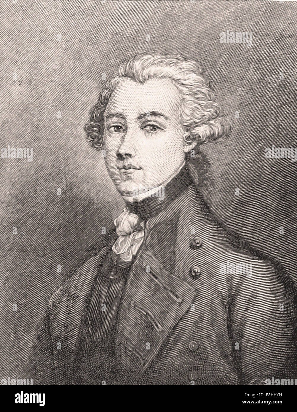 Portrait of james wolfe engraving xix th century hires stock