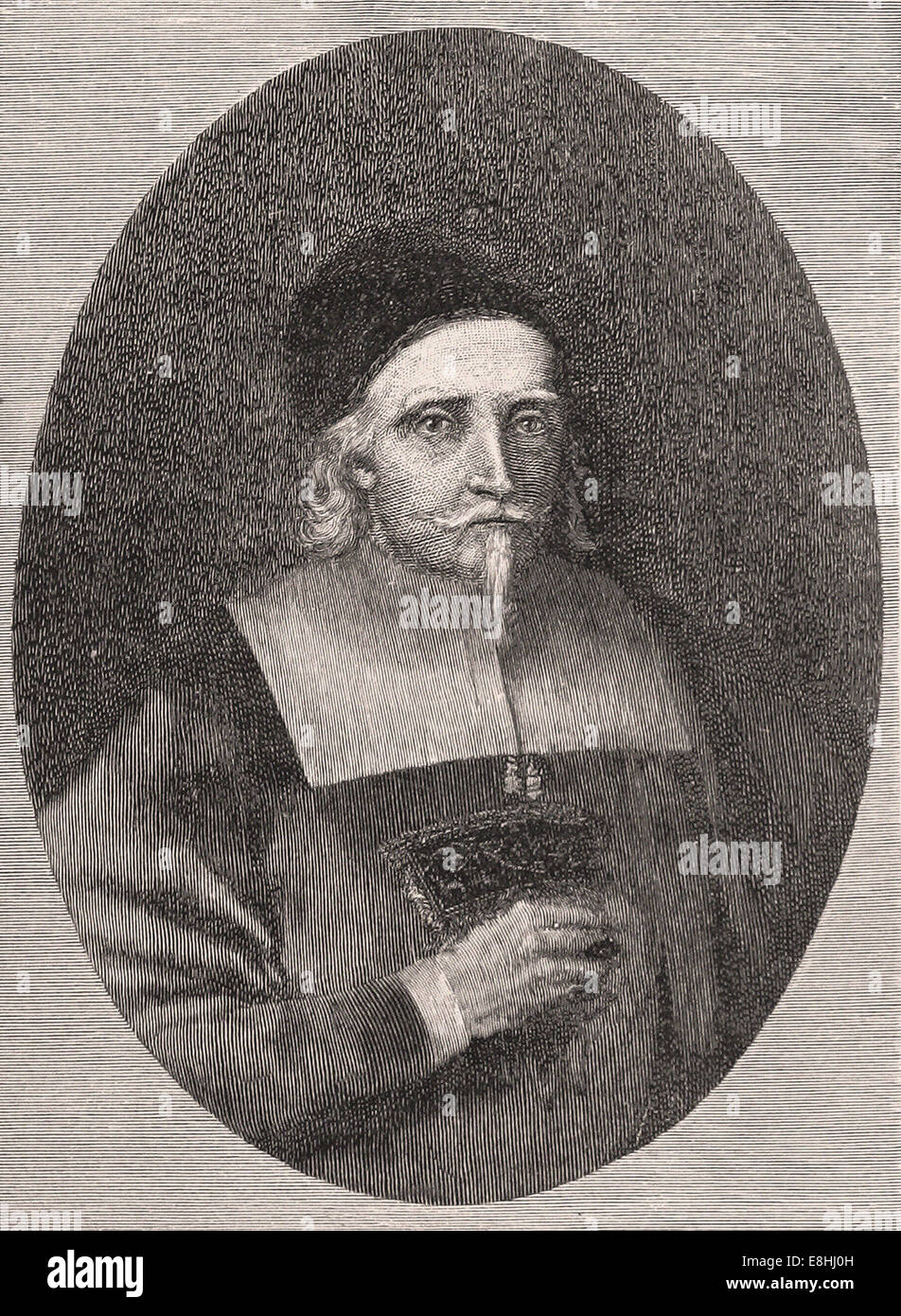 Portrait of john endicott engraving xix th century hires stock