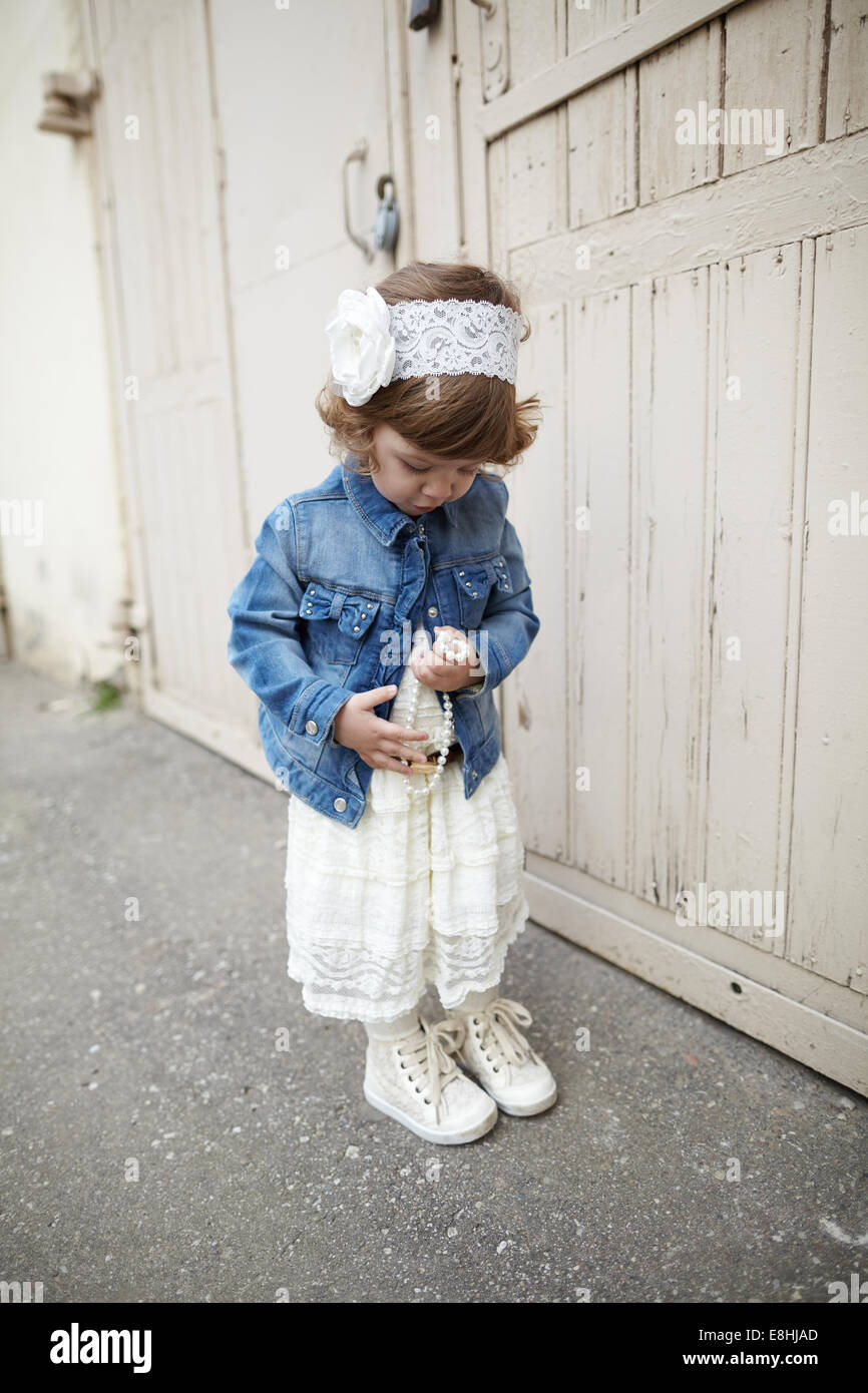 little hipster girl urban portrait Stock Photo