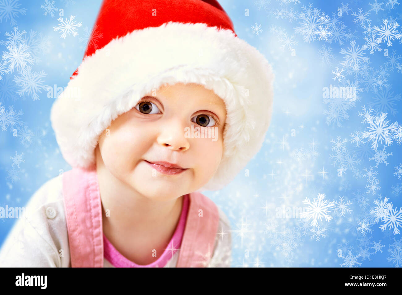 baby in Santa hat Stock Photo