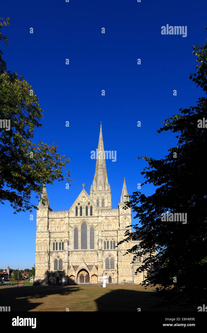 Exterior of the 13th Century Salisbury Cathedral, Salisbury City, Wiltshire County, England, UK Stock Photo