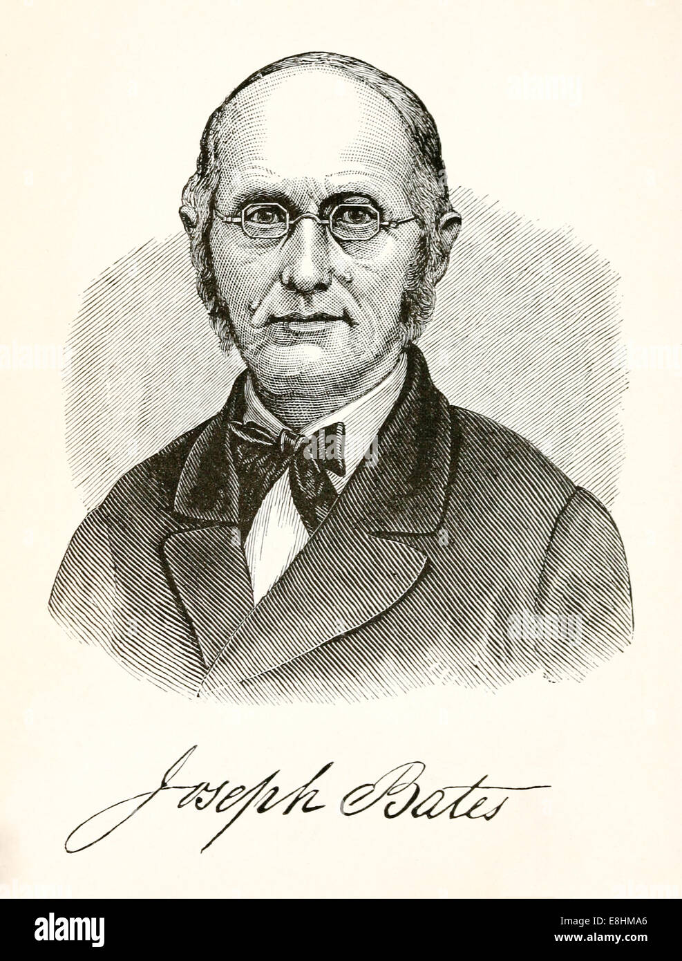 Joseph Bates (1792-1872) revivalist minister  founder and developer of Sabbatarian Adventism. See description for more info. Stock Photo