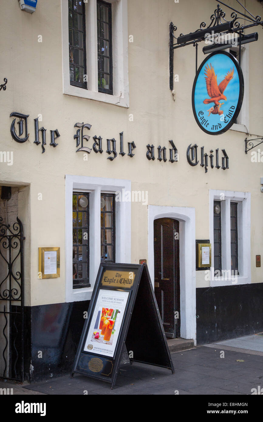 The Eagle and Child Pub where CS Lewis, JRR Tolkein and others known as the Inklings would meet, Oxford, Oxfordshire, England Stock Photo