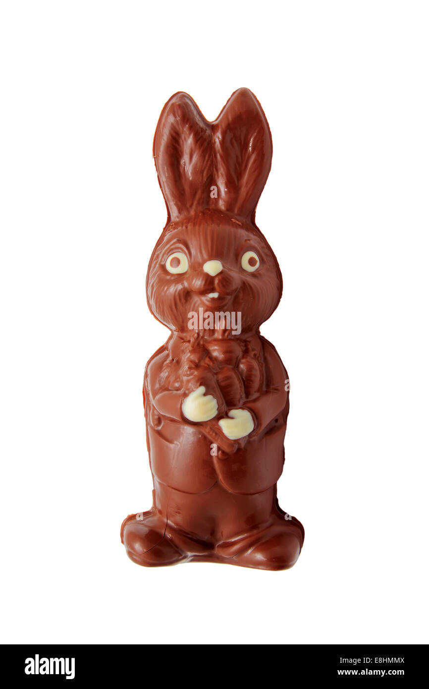 Easter chocolate bunny isolated on white background Stock Photo - Alamy