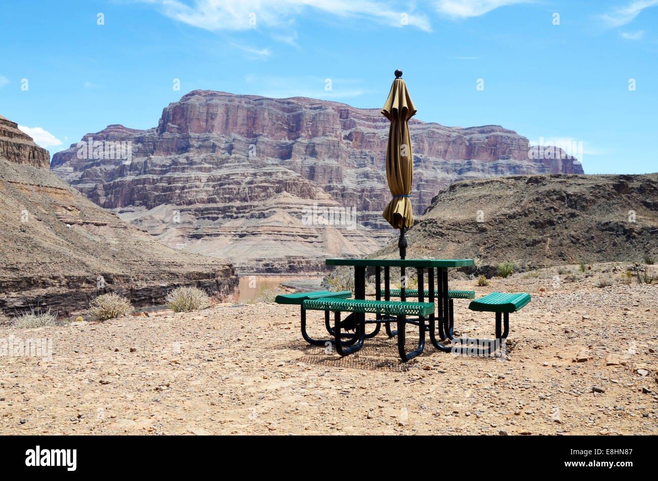 Picnic Area at the bottom of Grand Canyon Stock Photo