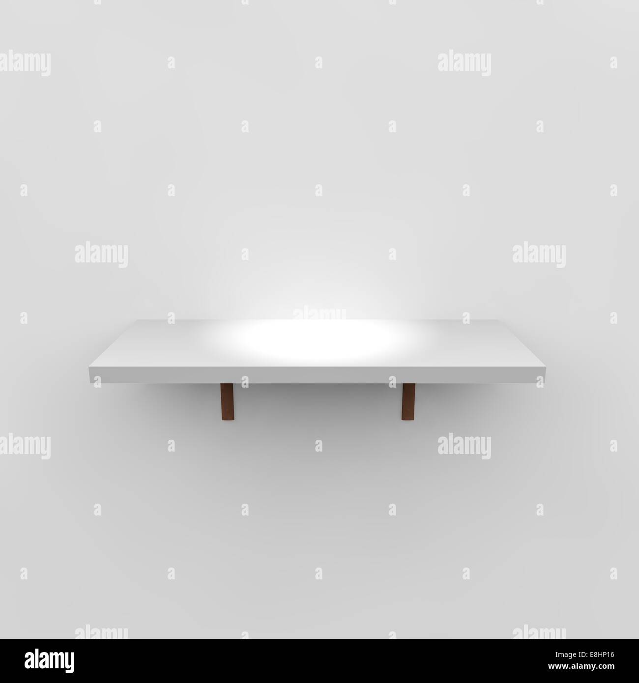 Empty shelf on white wall Stock Photo Alamy