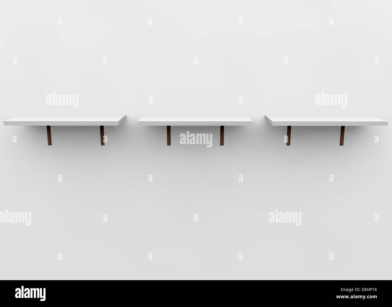Empty shelves on white wall Stock Photo - Alamy