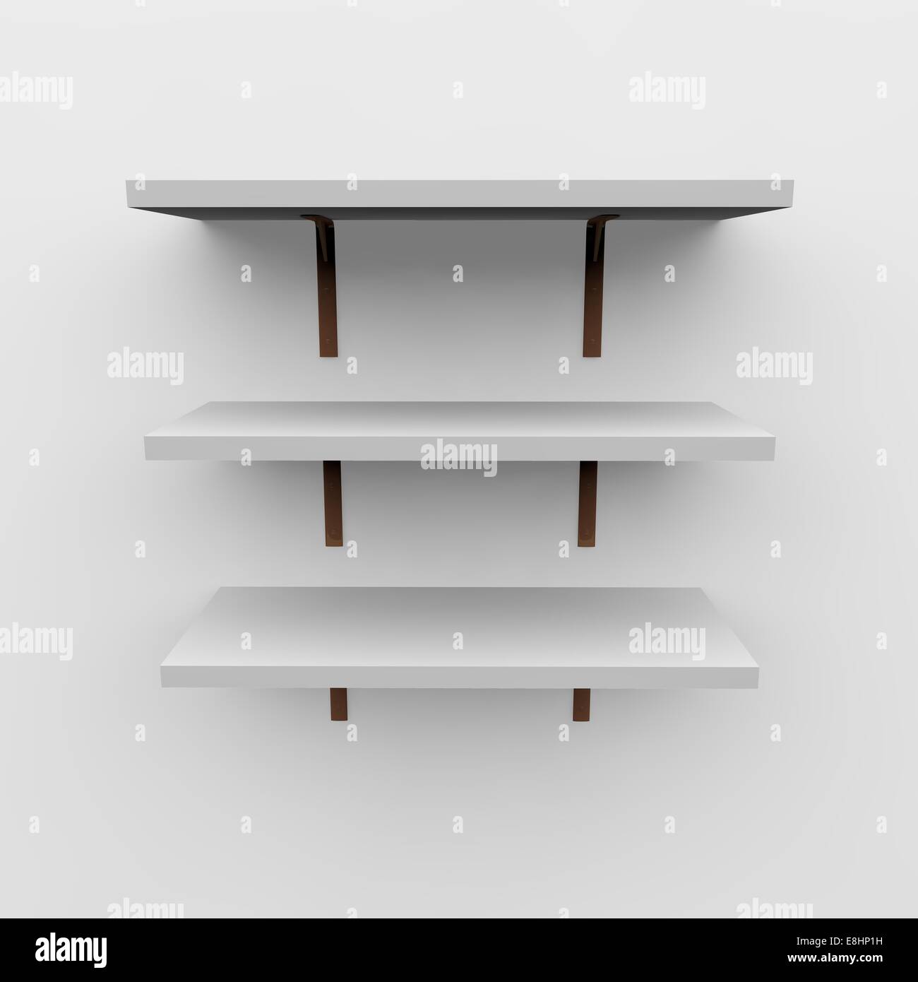 Empty shelves on white wall Stock Photo - Alamy