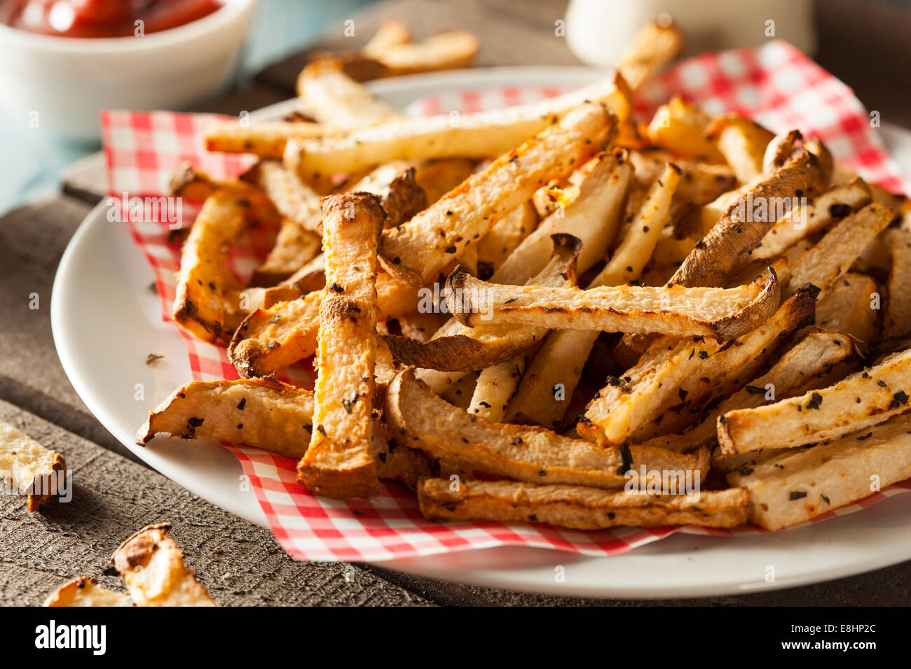 Healthy Organic Jicama Fries with Salt and Pepper Stock Photo Alamy