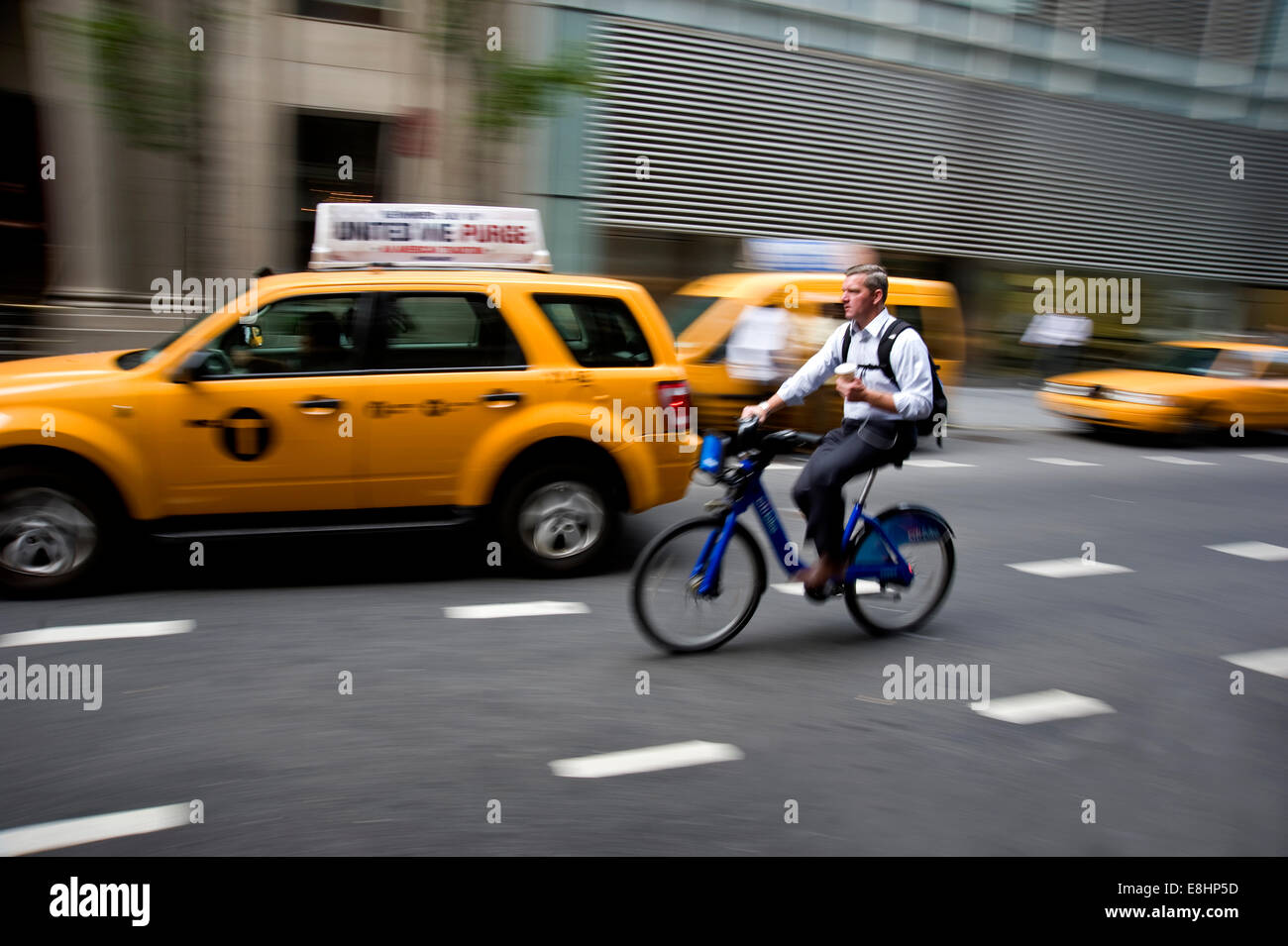 Bicyclist in New York City Stock Photo