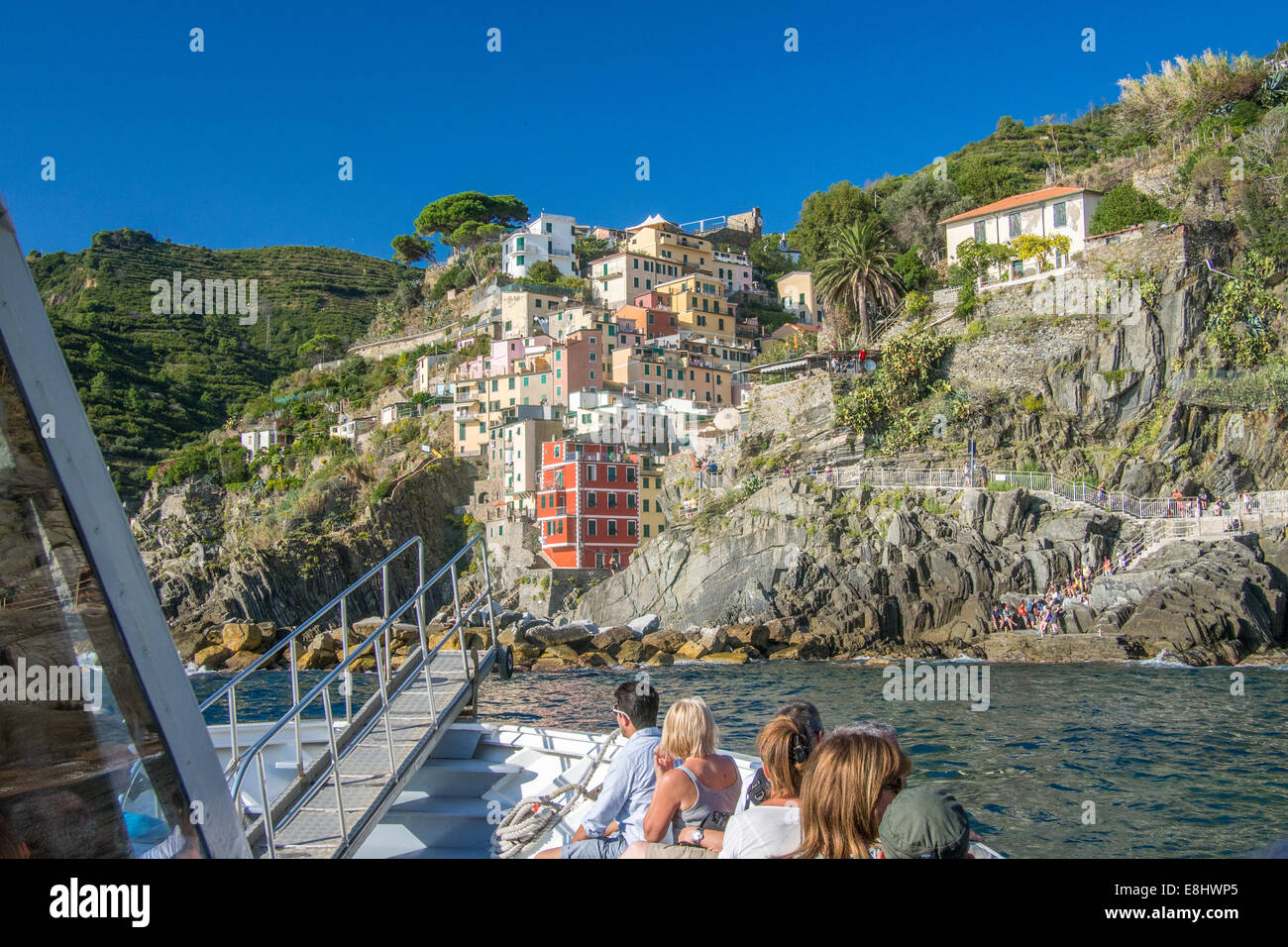 Riomaggiore, Cinque Terre (Five Lands), Liguria region, Italy. Cinque Terre is a national park & a Unesco World Heritage site. Stock Photo